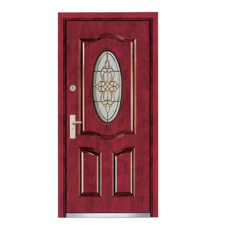 Peinture de porte d'entrée en acier et bois en verre