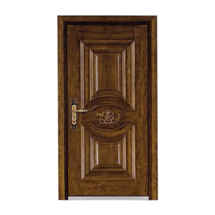 Porte d'entrée en acier peint et bois