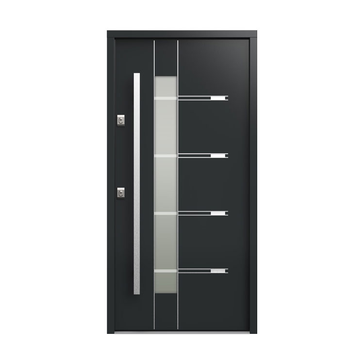 Porte d'entrée européenne en bois avec verre