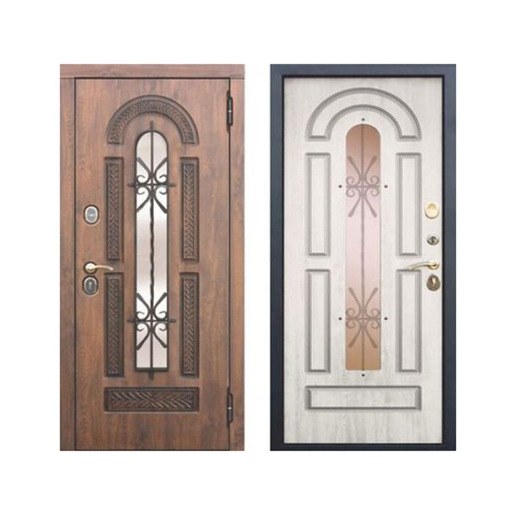 Porte d'entrée extérieure blindée russe en acier et en bois