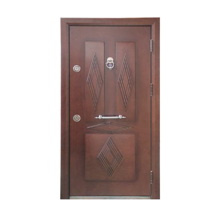 Porte d'entrée extérieure blindée en acier turc et en bois