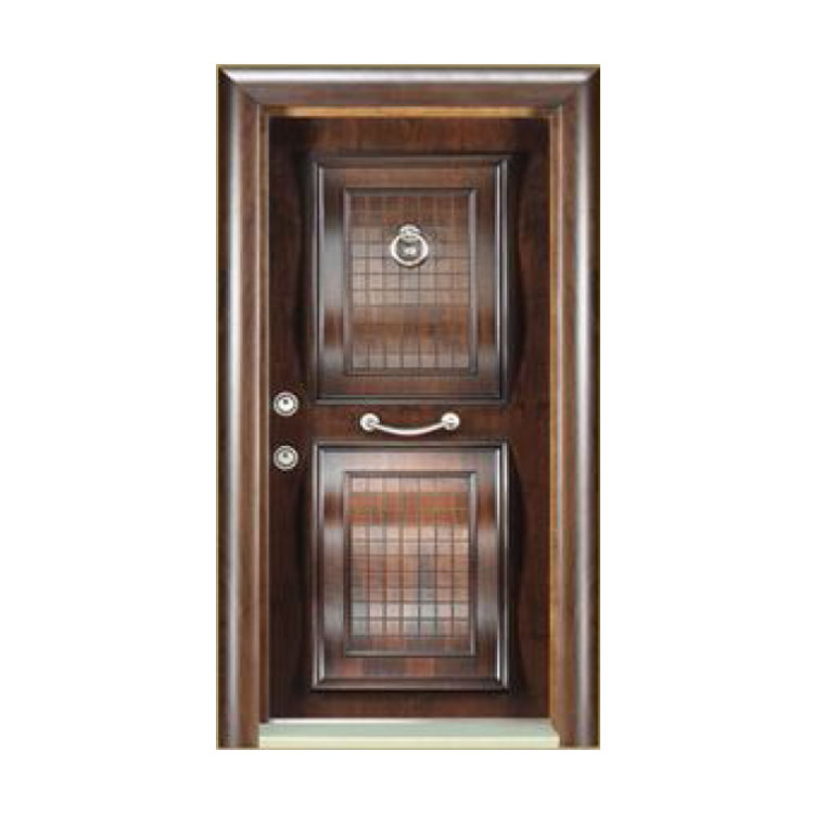 Porte d'entrée extérieure en acier et en bois turc