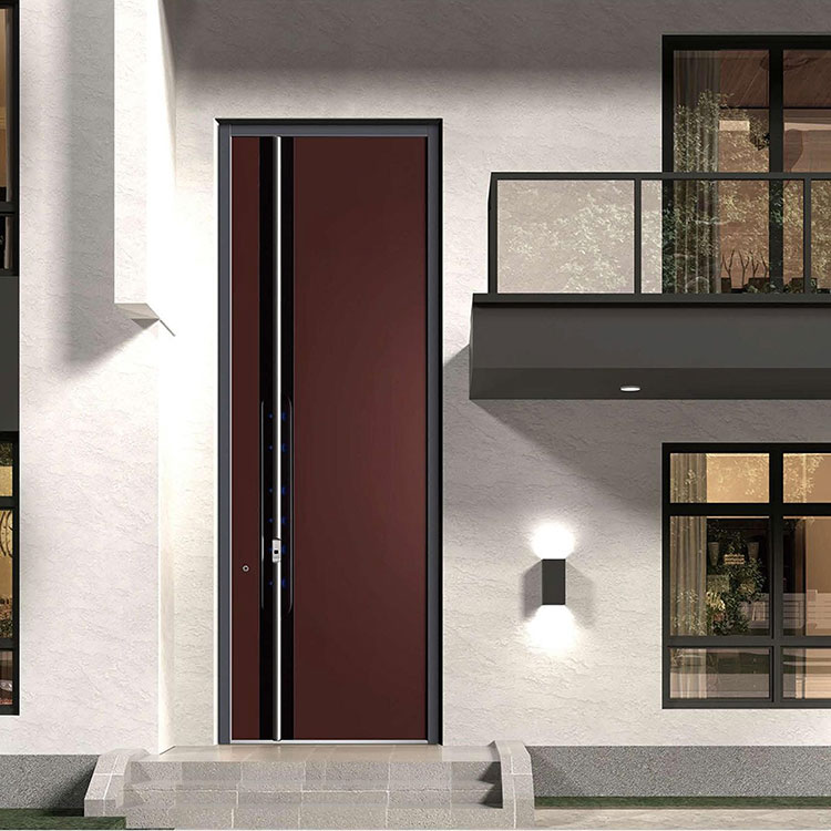 Porte de villa extérieure, dalle en acier, porte hors axe