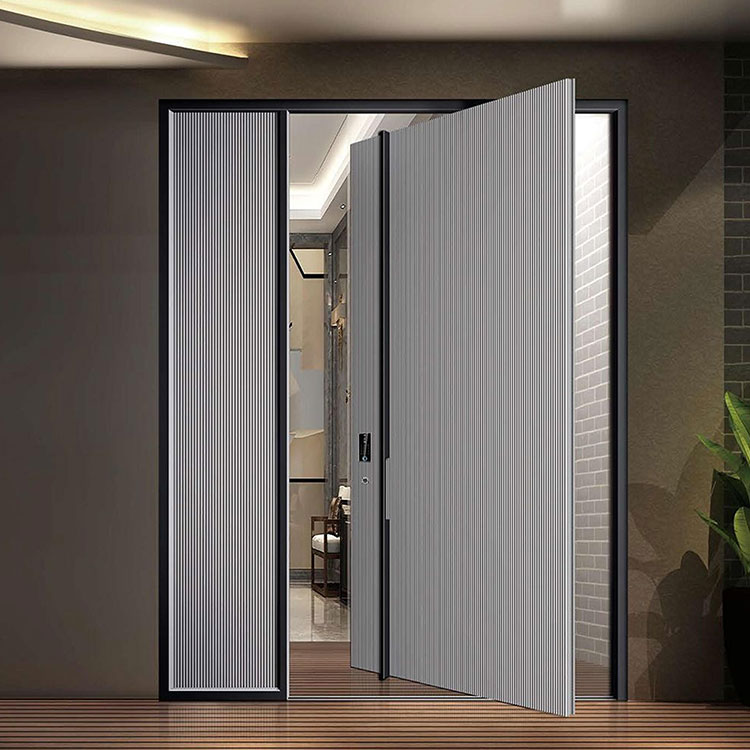 Porte pivotante d'entrée principale avec dalle en acier